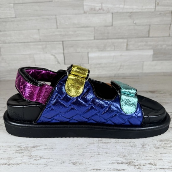 Kurt Geiger London Orson Quilted Metallic Leather Platform Dad Sandals Size 40.5 - Picture 10 of 16
